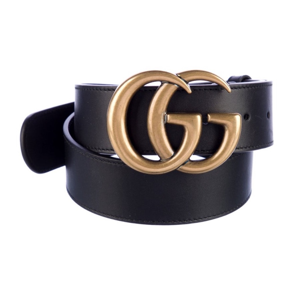 Gucci Black Belt with Gold GG Emblem